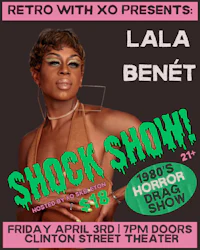 a flyer for the shock show with lala benet