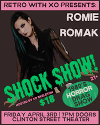 a flyer for the shock show with romi romak