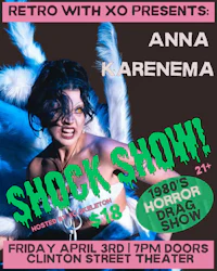 a flyer for the shock show with anna karenema